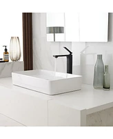 Single Hole Single Handle Bathroom Vessel Sink Faucet With Supply Hose in Matte Black