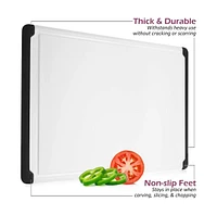 Large Cutting Board - Plastic Boards for Kitchen, 18 x 12 Inch with Rubber Edges, Juice Grooves, Non-Slip, Dishwasher Safe