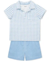Little Me Baby Boys Gingham Terry Polo Top & Shorts, 2 Piece Set