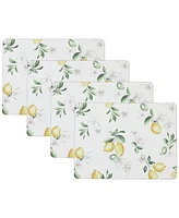 Laura Ashley Lemon Floral Cork Placemats Set of 4, 16" x 12"