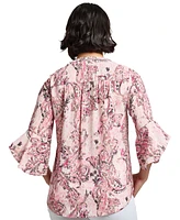 Jones New York Women's Paisley-Print Flared-Sleeve Tunic