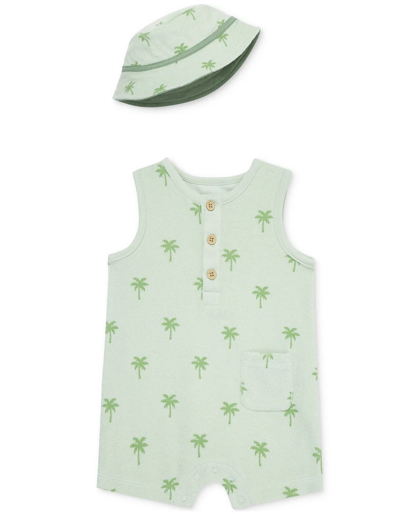 Little Me Baby Boys 2-Pc. Palm Tree Romper & Bucket Hat Set