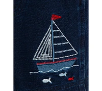 Little Me Baby Boys 2-Pc. Stripe T-Shirt & Sailboat Shortall Set
