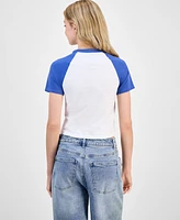 Disney Juniors' Stitch Palm Raglan Crewneck Tee