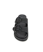 BCBGeneration Women's Bexxi Double Buckle Raffia Footbed Sandals