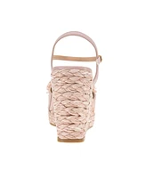 BCBGeneration Women's Erika Raffia Flower Wedge Sandals