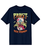 Pabst Blue Ribbon Men's Beer Can Monster Crew Neck Short Sleeve Navy T-shirt-3XL