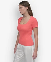 Dkny Women's Square-Neck Short-Sleeve Sweater