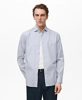 Mango Men's Regular-Fit Striped Cotton Shirt