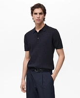 Mango Men's Cotton Braided Knitted Polo Shirt