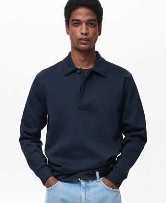 Mango Men's Regular-Fit Cotton Polo Sweatshirt