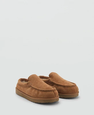 Mango Men's Sheepskin Lining Suede Clogs