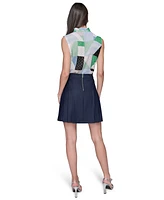 Karl Lagerfeld Paris Women's Pleated Button-Trim Skirt