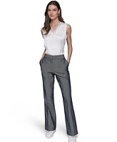 Karl Lagerfeld Paris Women's Pinstriped Flare-Leg Pants