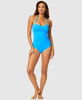Anne Cole Twist-Front Ruched One-Piece Swimsuit