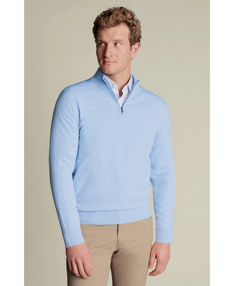 Charles Tyrwhitt Men's Merino Zip Neck Long Sleeve Sweater