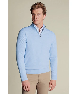 Charles Tyrwhitt Men's Merino Zip Neck Long Sleeve Sweater