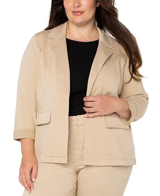 Liverpool Plus Open-Front Twill Blazer