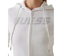 Guess Women's Primula Rhinestone Logo Zip-Front Hoodie