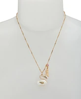 Betsey Johnson Cultivated Pearl Critters Swan Pendant Necklace