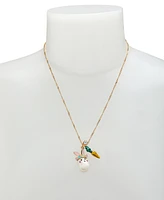 Betsey Johnson Cultivated Pearl Critters Bunny Pendant Necklace