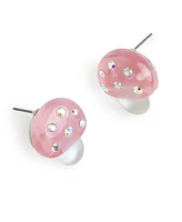 Betsey Johnson Faux Stone Spring Mushroom Stud Earrings