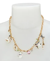 Betsey Johnson Faux Stone Pearl Critters Charm Bib Necklace