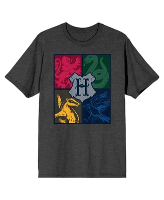 Harry Potter Men's Horgwarts founders Collage Charcoal T-Shirt