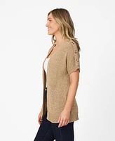 Cable & Gauge Women's Tape Yarn Knit Open Front Cardigan