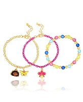 Disney Encanto Set of 2 Charm Bracelets and 1 Stretch Beaded Bracelet, Officially Licensed, 6"