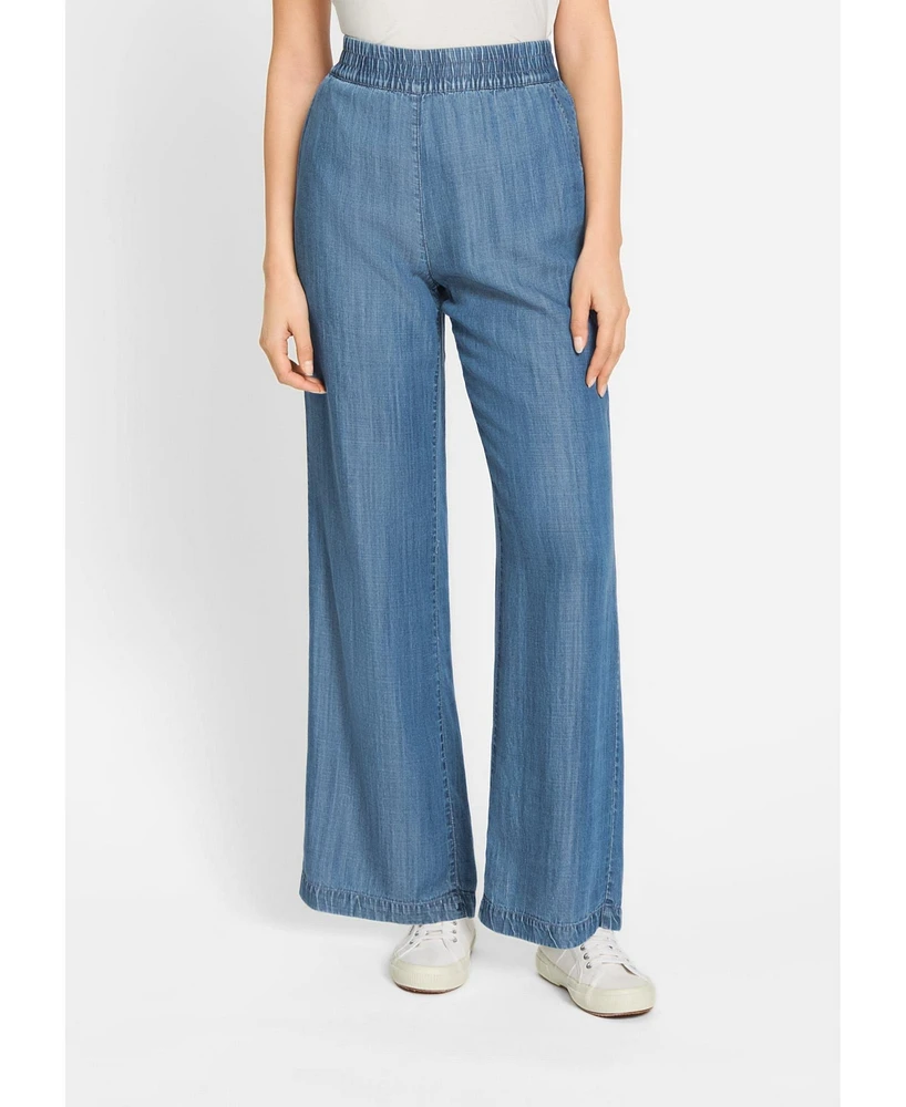 Olsen Women's Anna Fit Wide Leg Denim Look Pant
