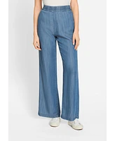 Olsen Women's Anna Fit Wide Leg Denim Look Pant