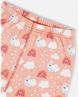 Deux par Toddler Girls Cotton Tank Top And Shorts Pajama Set Rainbow On Light Coral - Toddler|Child