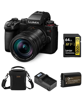 Panasonic Lumix G9II Mirrorless Camera with Lumix G Leica Dg Vario-Elmarit 12-60mm f/2.8-4 Asph Lens, Bundle with 64GB Memory Card, Battery, Charger B