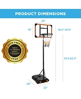 Best Choice Products Kids Height-Adjustable Basketball Hoop, Portable Game w/ 2 Wheels, Square Backboard