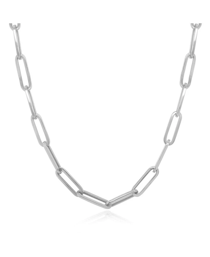 The Lovery Extra Large Paperclip Link Chain Necklace 14K White Gold 20 inches