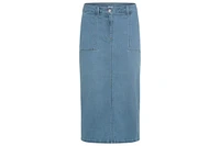 Olsen Light Wash Power Stretch Midi Jean Skirt