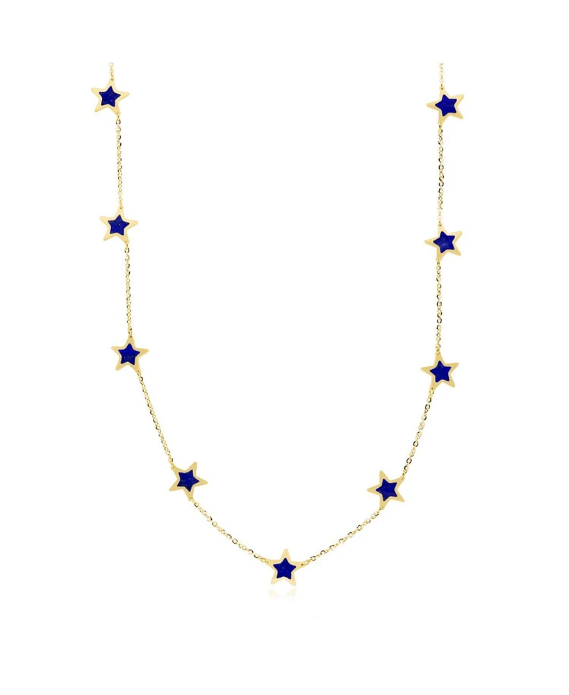 The Lovery Lapis Star Station Necklace 14K Gold