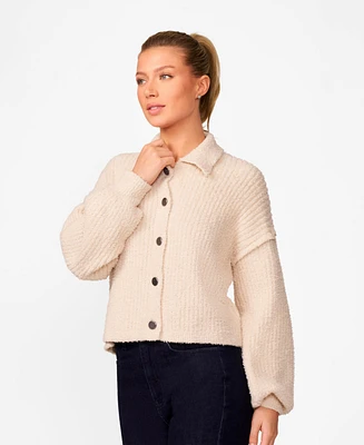 Cable & Gauge Women's Polo Collar Lush Cardigan