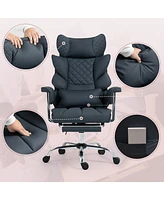 Dyhome 8-Point Massage Gaming Chair, Ergonomic Office 500lbs Weight Capacity, Adjustable Backrest 90-135 Armrests, Suitable for Kids