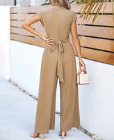 Cupshe Women's Elegant V-Neck Wide-Leg Jumpsuit