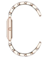 Anne Klein Women's Quartz Casual Rectangular Gray Silicone with Rose Gold-Tone Metal Alloy Bracelet Watch, 26mm