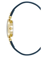 Anne Klein Women's Quartz Blue Leather and Gold-Tone Metal Alloy Strap Watch, 26mm