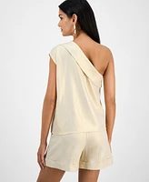 I.n.c. International Concepts Women's Linen-Blend One-Shoulder Top, Exclusively at Macy's