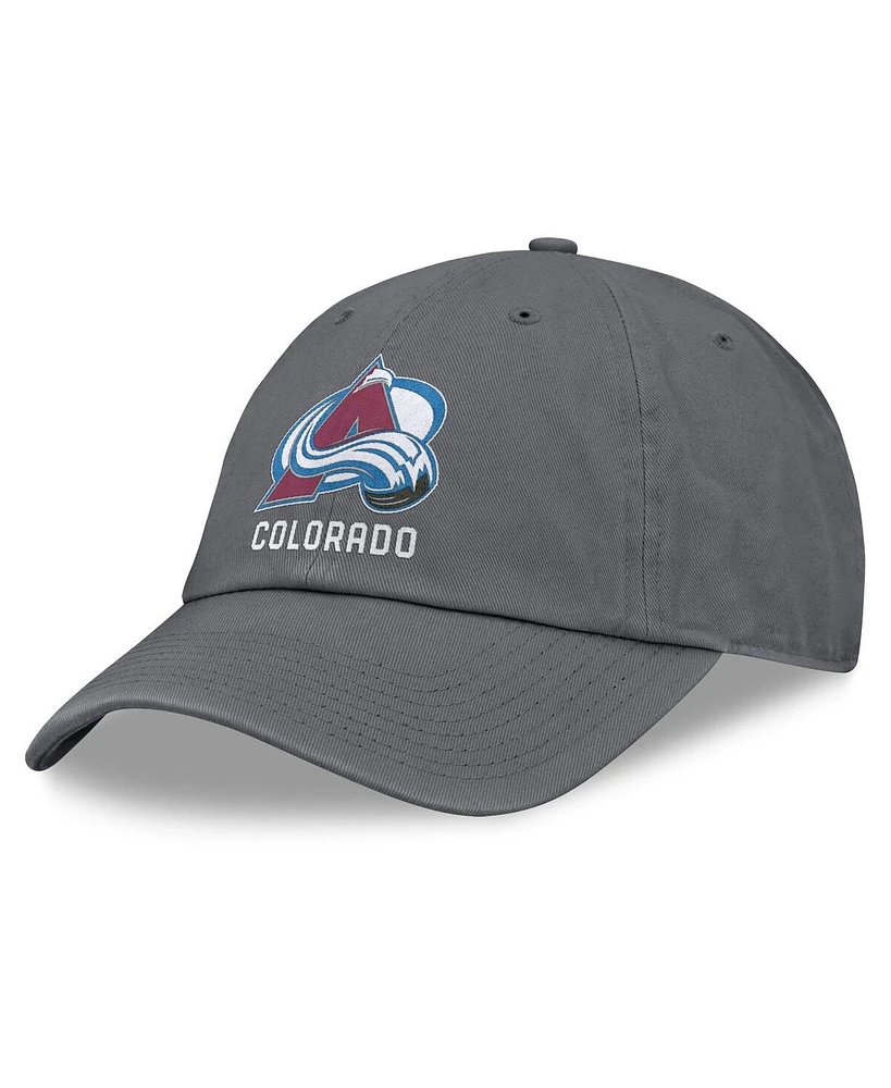 Fanatics Men's Charcoal Colorado Avalanche Washed Adjustable Hat