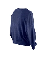 New Era Women's Navy Los Angeles Dodgers Throwback Boxy Enzyme Wash Fleece Crewneck Pullover