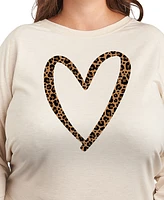 Hybrid Apparel Plus Leopard Heart Graphic Pullover T-Shirt