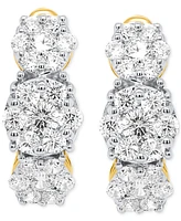 Forever Grown Diamonds Lab Grown Diamond Triple Cluster Statement Earrings (2 ct. t.w.) in Sterling Silver or 14k Gold-Plated Sterling Silver