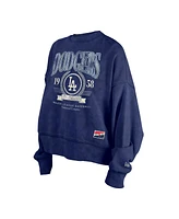 New Era Women's Navy Los Angeles Dodgers Throwback Boxy Enzyme Wash Fleece Crewneck Pullover