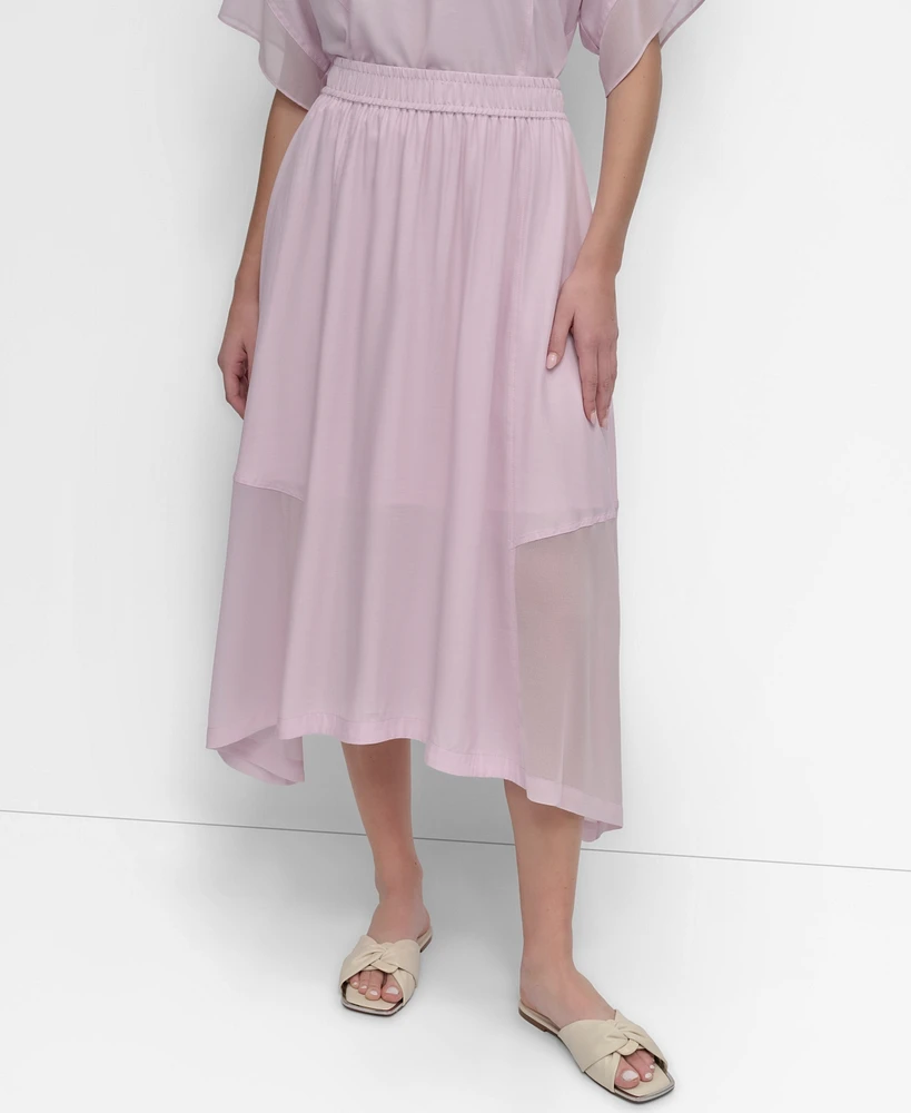 Dkny Women's Handkerchief Hem Mixed Media Maxi Skirt
